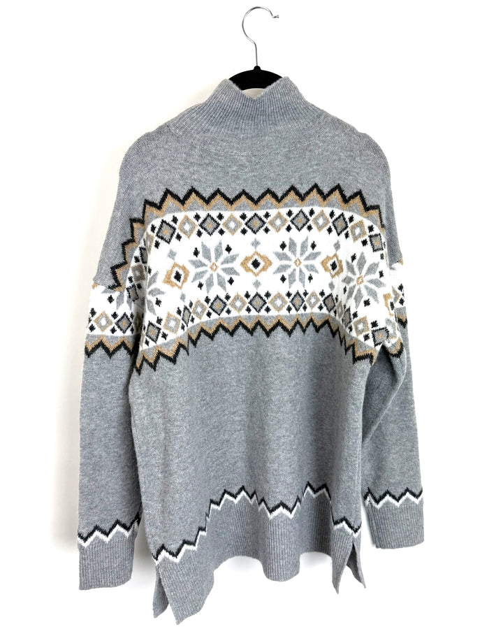 Grey Mockneck Winter Sweater - Size 6/8
