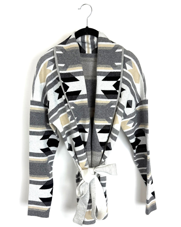 Black and Grey Abstract Cardigan - Size 6/8