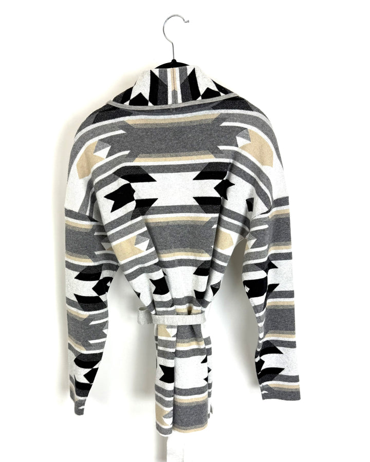 Black and Grey Abstract Cardigan - Size 6/8