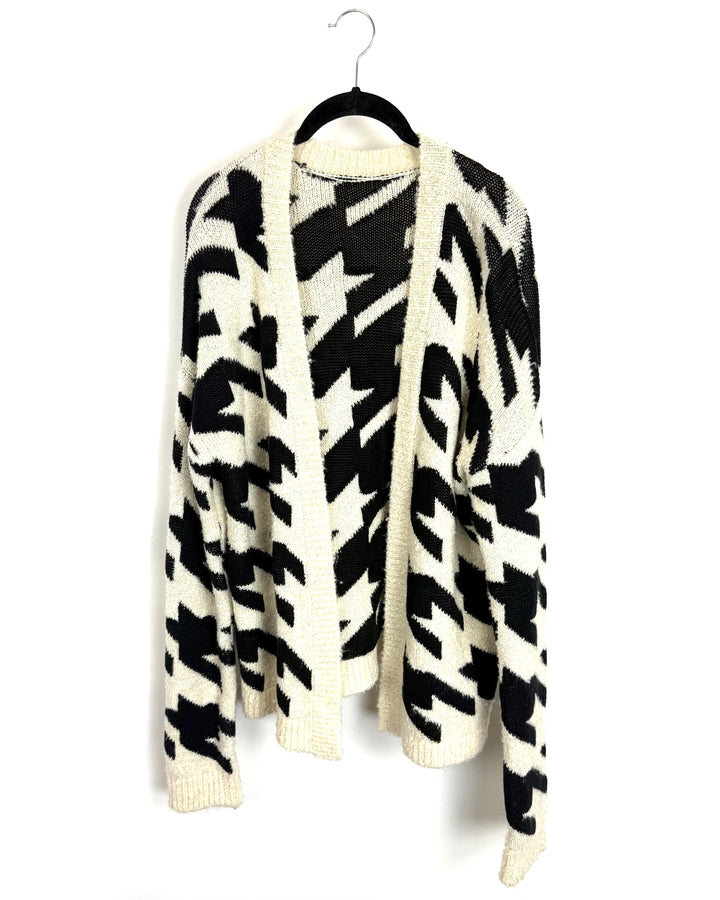 Black and Cream Houndstooth Cardigan - Size 6/8