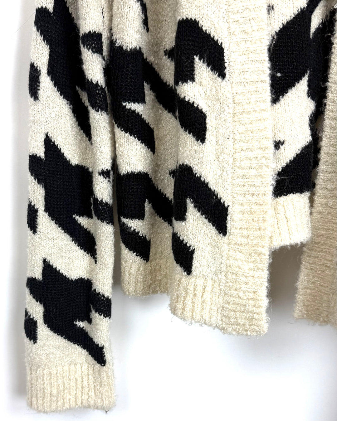 Black and Cream Houndstooth Cardigan - Size 6/8