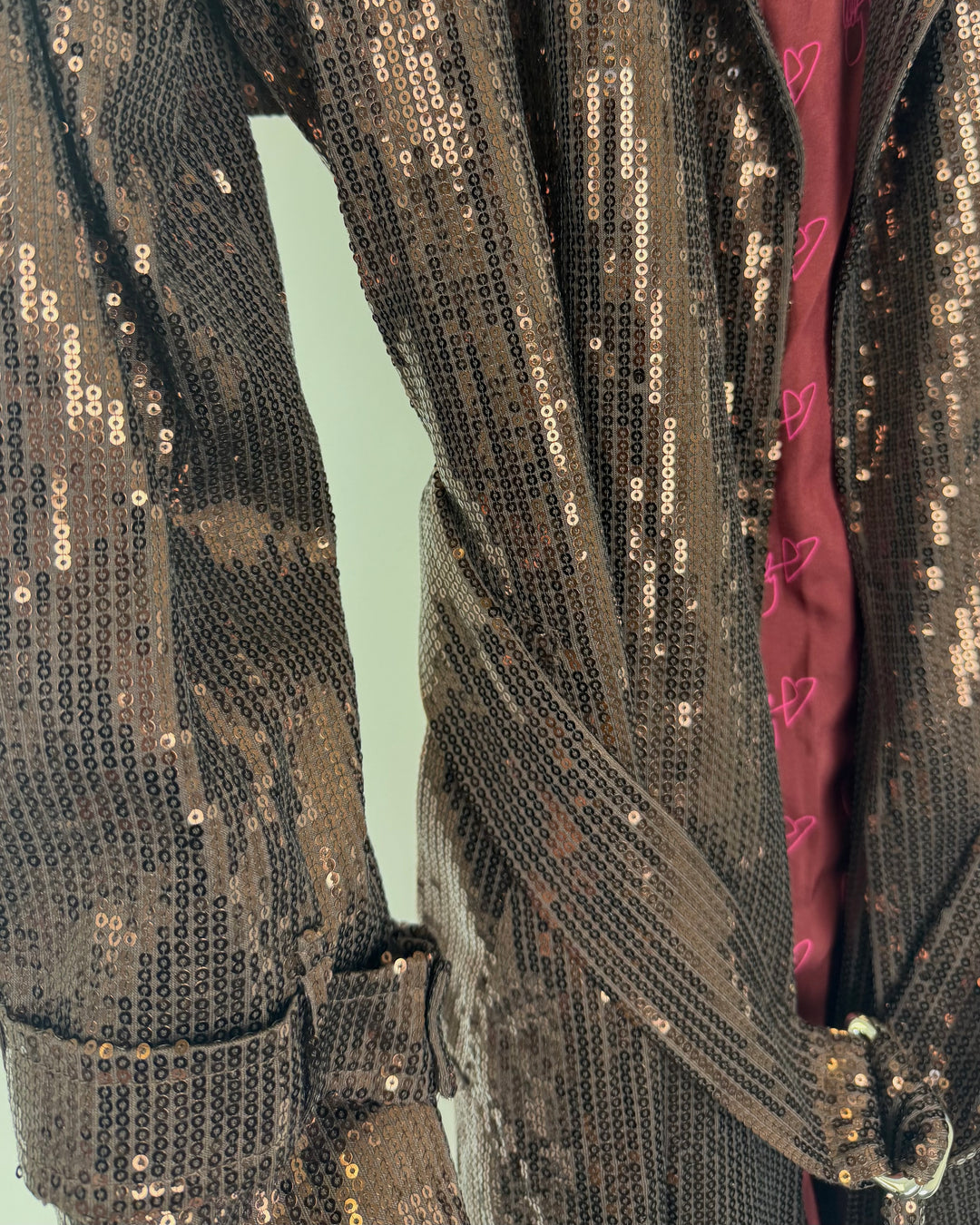 Brown Sequin Trench Coat - Medium, Medium Petite, 1X