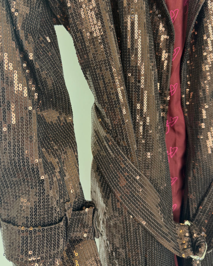 Brown Sequin Trench Coat - Medium, Medium Petite, 1X