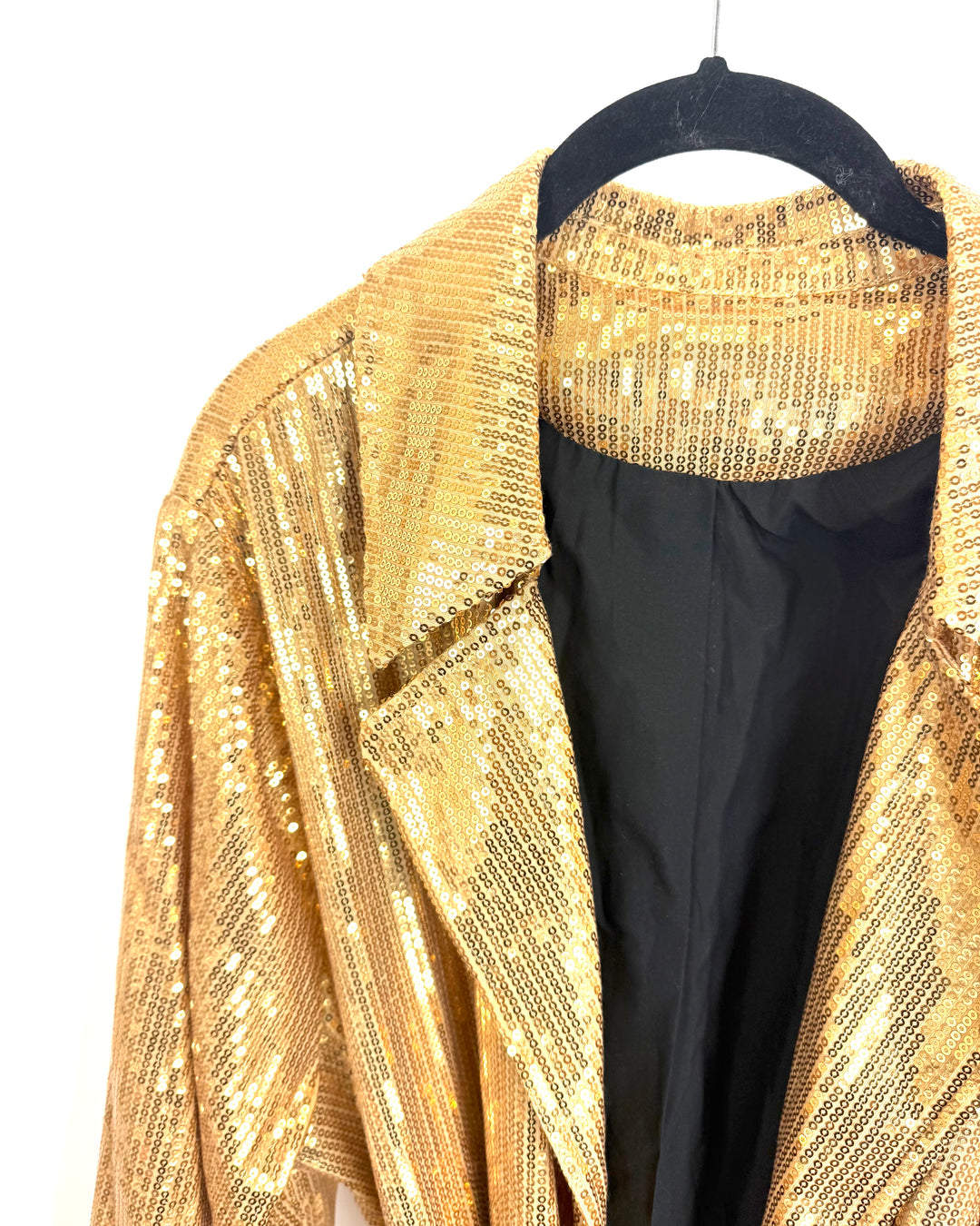 Gold Sequin Trench Lightweight Jacket - Size 1X