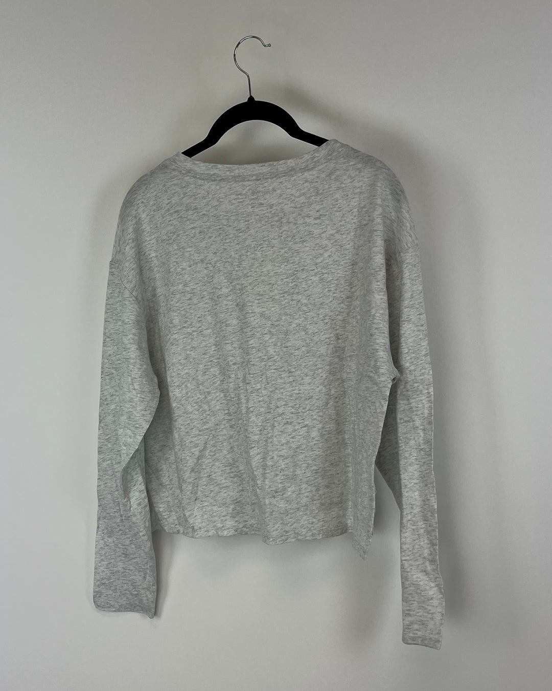 Grey Cropped Crewneck Long Sleeve - Small