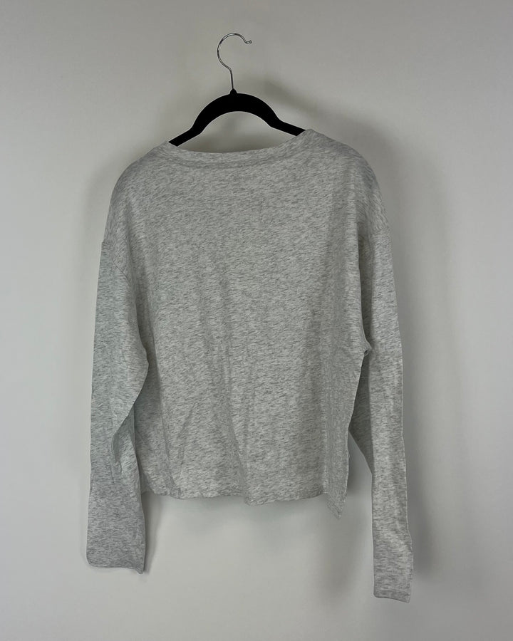 Grey Cropped Crewneck Long Sleeve - Small