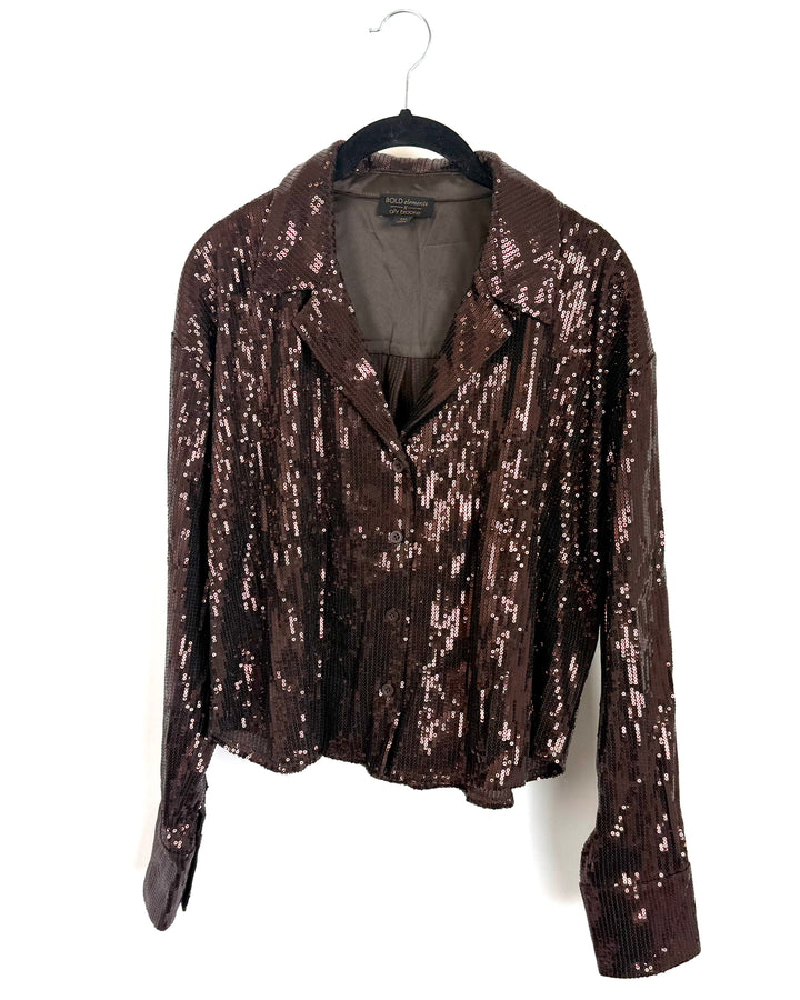 Brown Sequin Top - Medium, Medium Petite and 1X