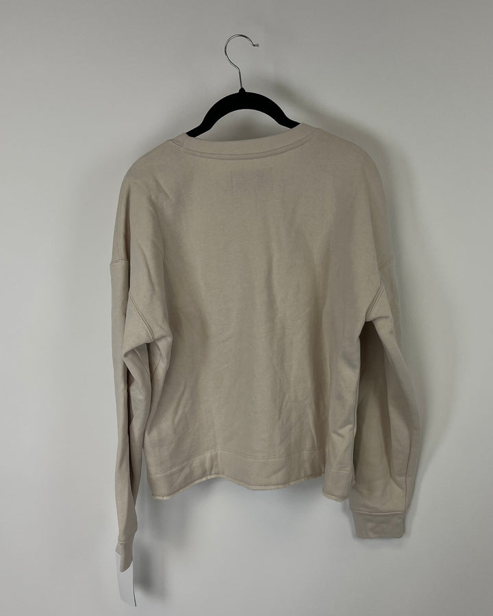 Tan Crewneck Sweatshirt With Logo - Small