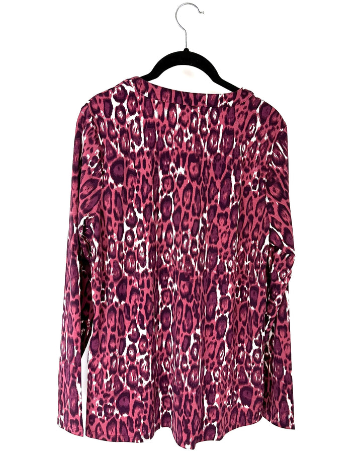 Pink And Purple Cheetah Print Blouse With Zippers - Sizes 6-8 and 10-12