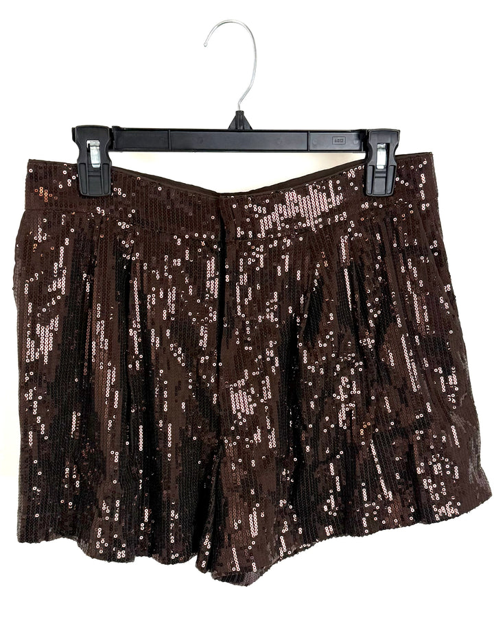 Brown Sequin Shorts - Medium, Medium Petite, 1X