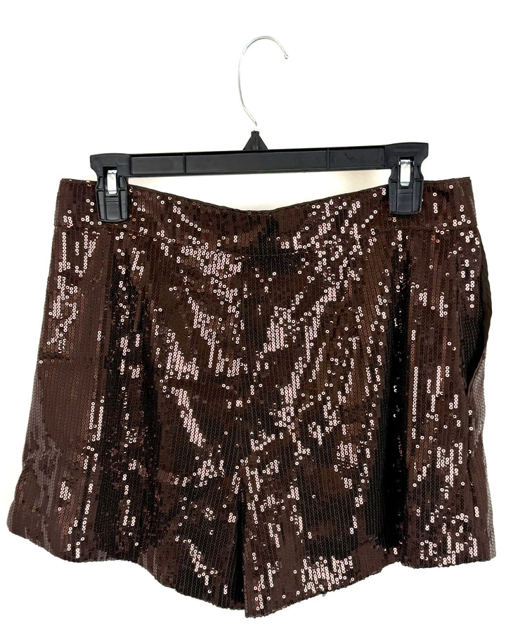 Brown Sequin Shorts - Medium, Medium Petite, 1X