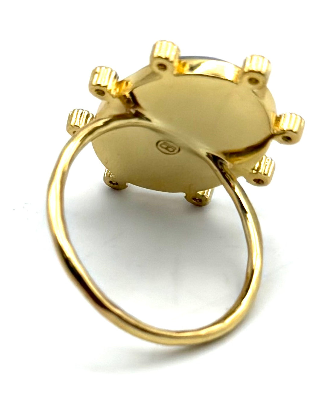 Black Marbled Stone Gold Ring - Size 8