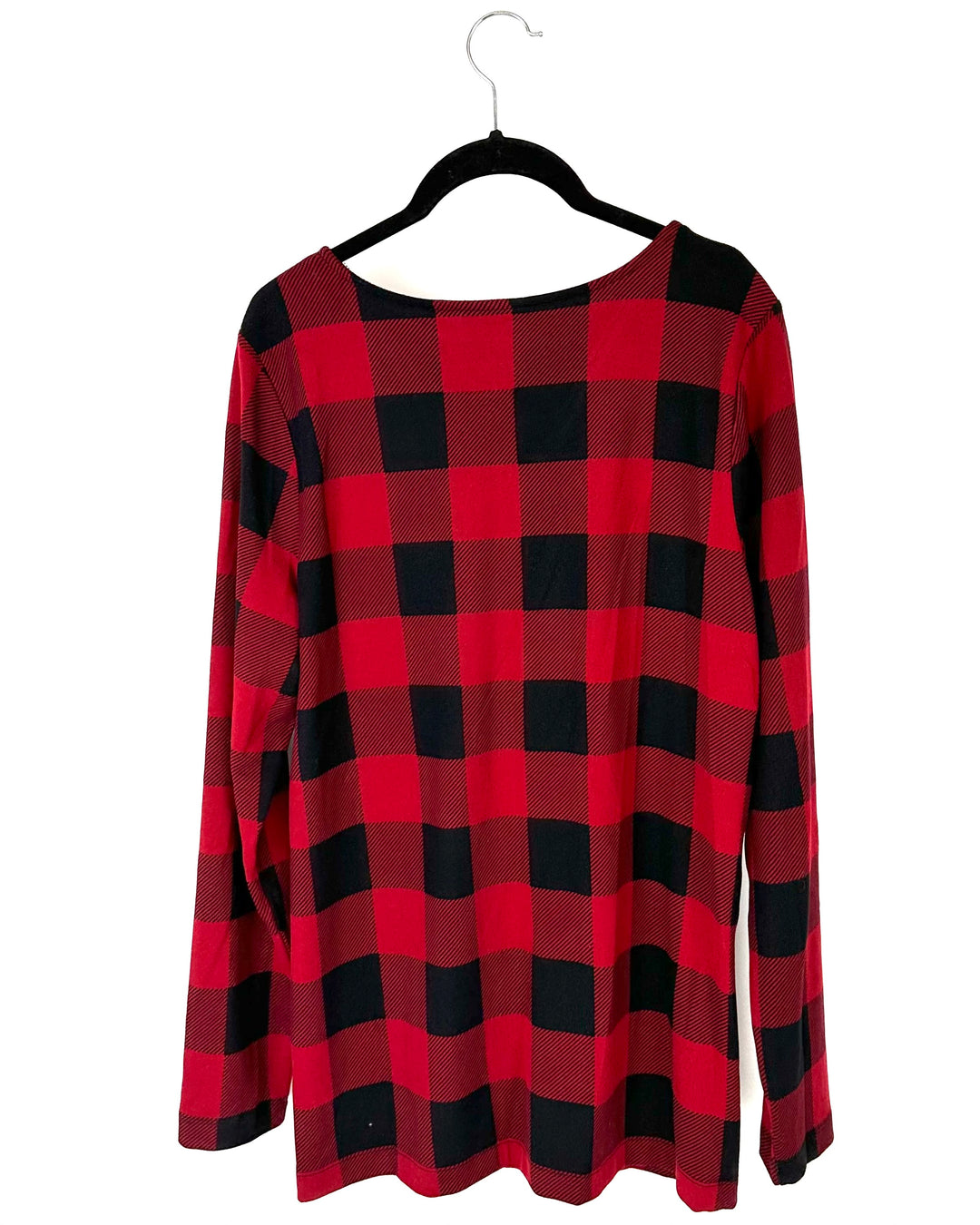 Black And Red Plaid Long Sleeve Top - Size 10-12