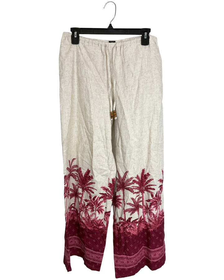 Tan Pants with Pink Palm Tree's- Size 2/4
