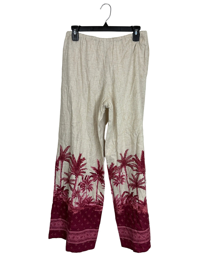 Tan Pants with Pink Palm Tree's- Size 2/4