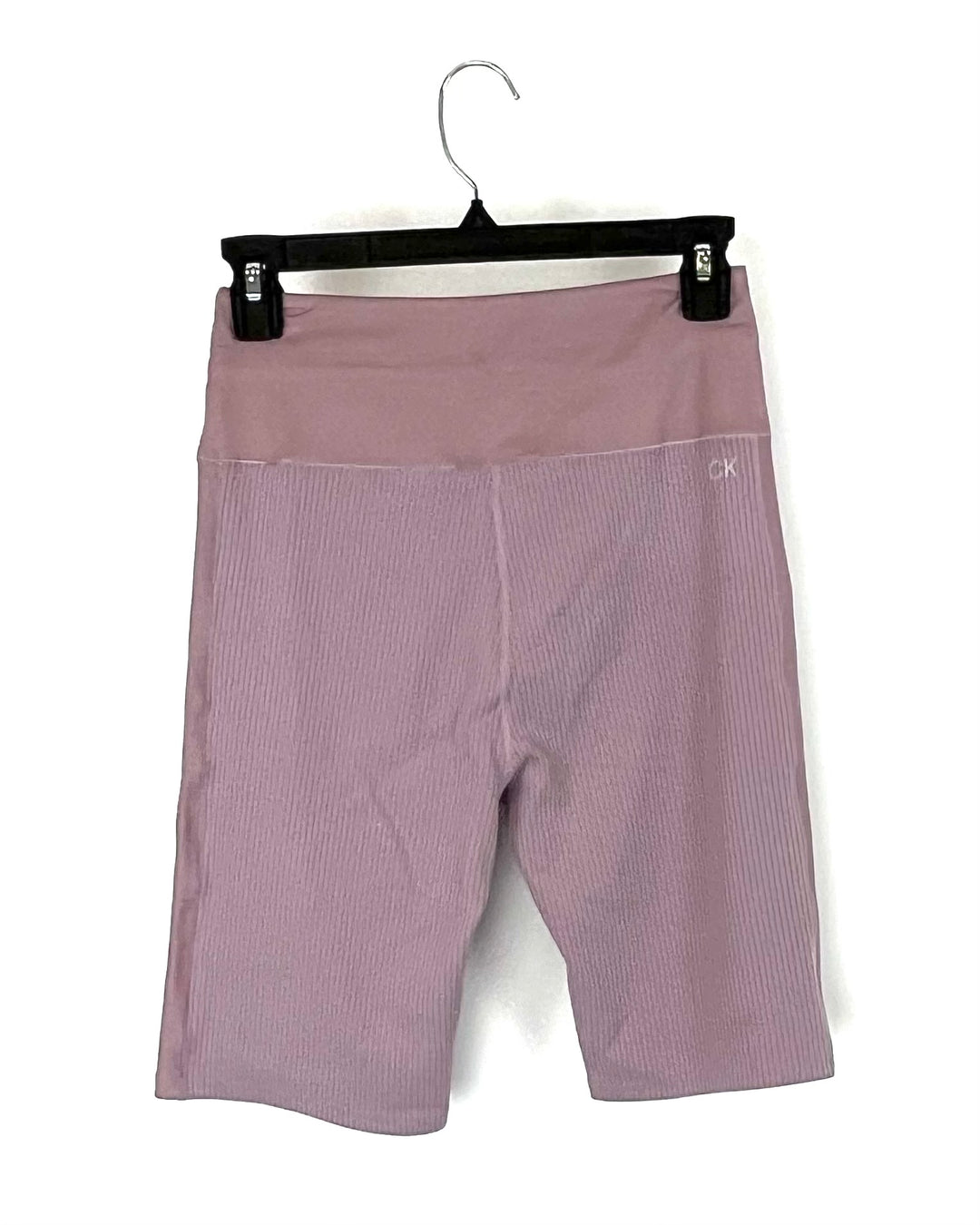 Dusty Pink Ribbed Activewear Shorts With Drawstring - Small