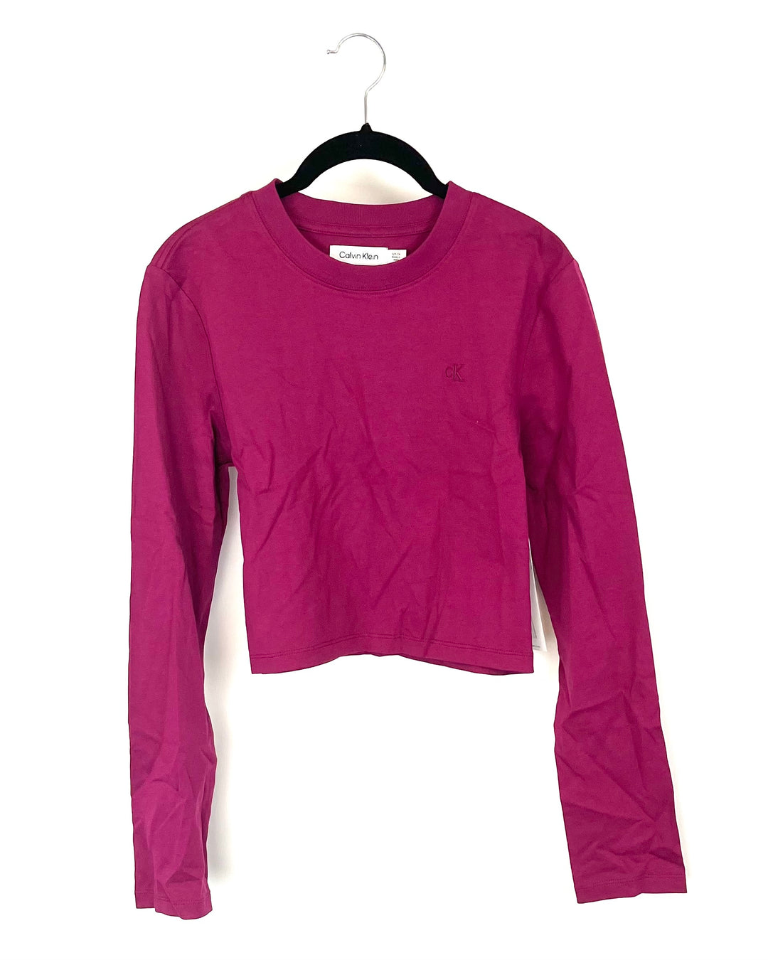 Magenta Cropped Long Sleeve Top Small - Main Image