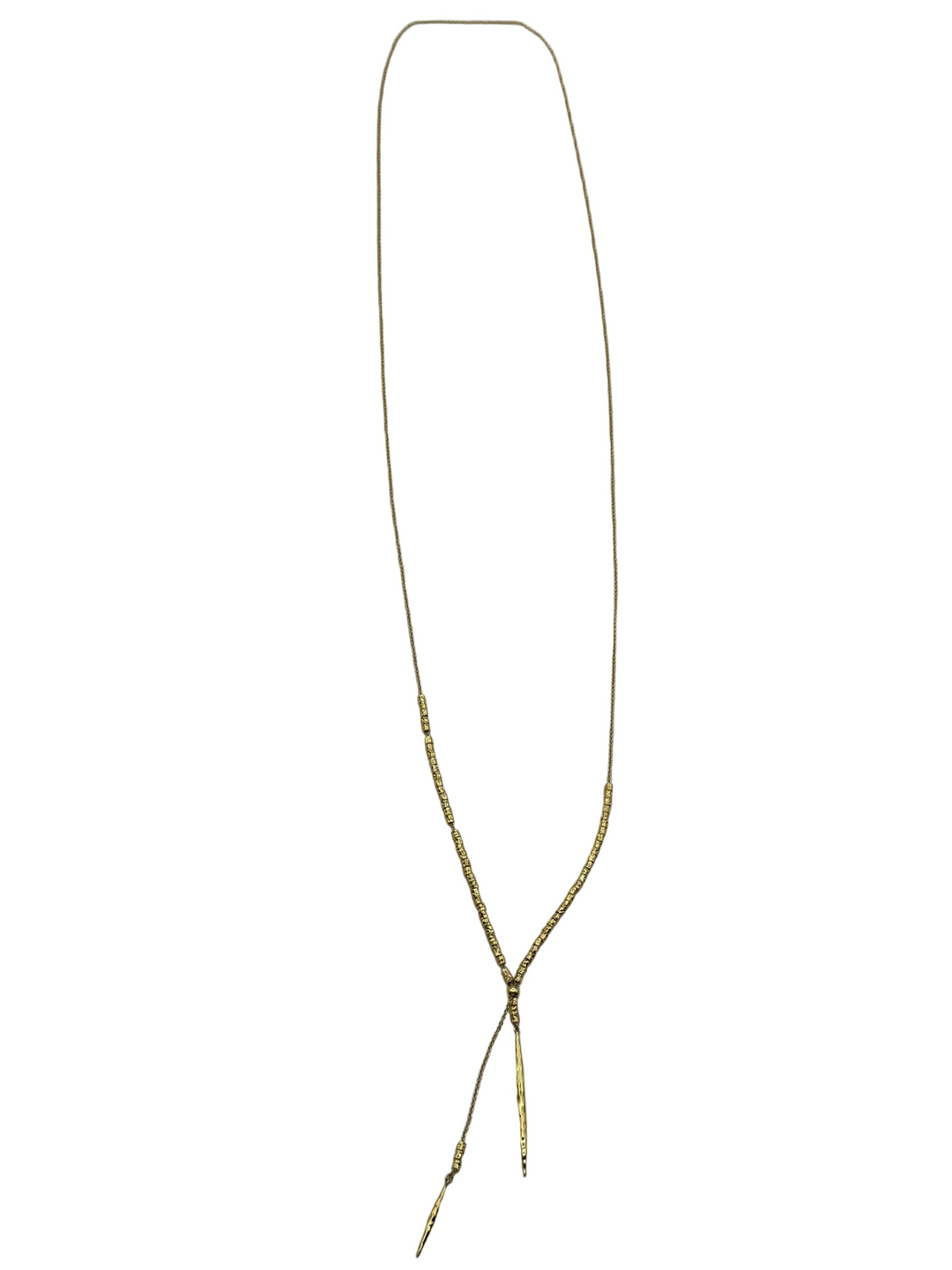 Hammered Bead and Spike Lariat Necklace