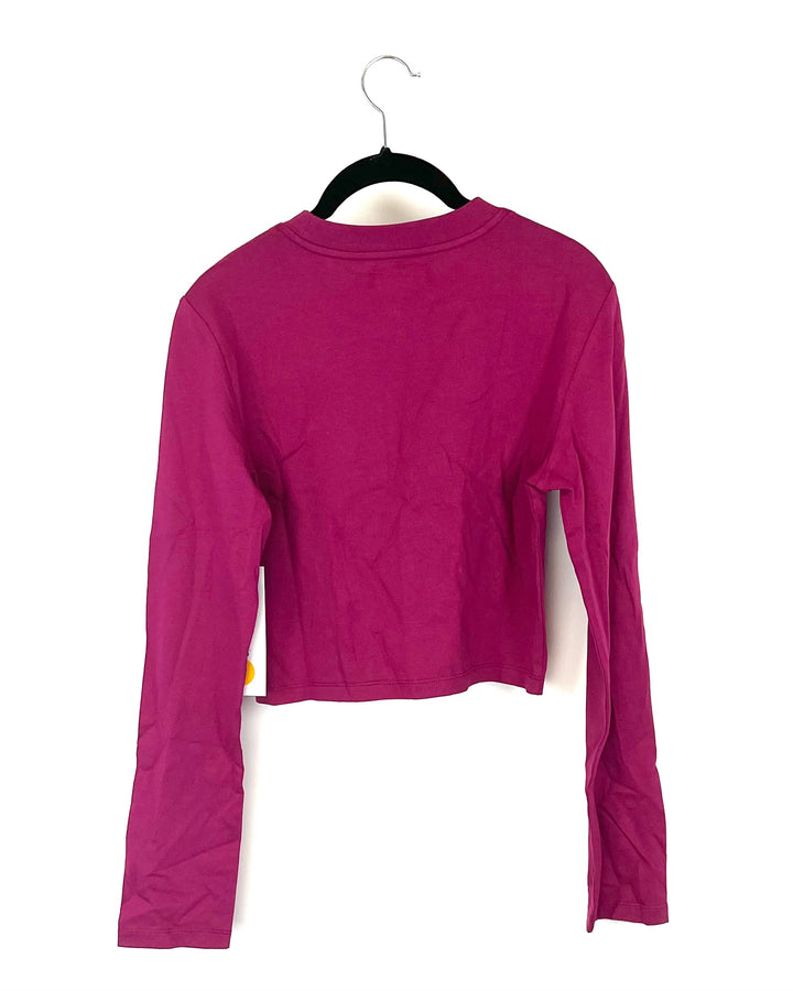 Magenta Cropped Long Sleeve Top - Small