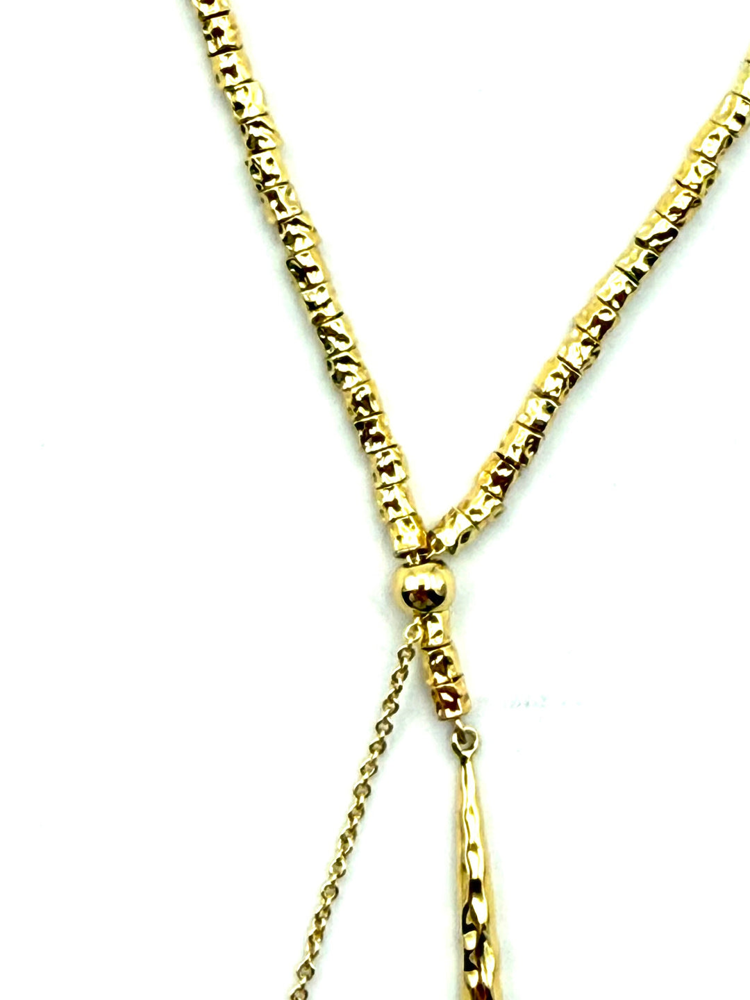 Hammered Bead and Spike Lariat Necklace