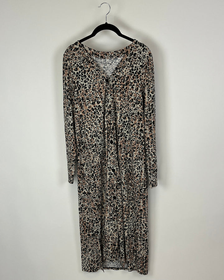 Cheetah Print Button Down Nightgown - Size 4-6
