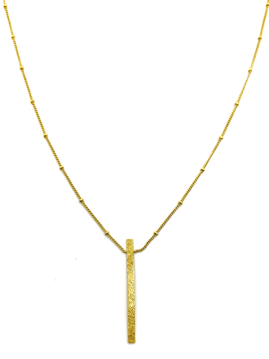 Brushed Gold Bar Necklace