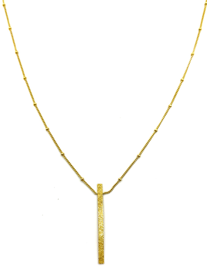 Brushed Gold Bar Necklace