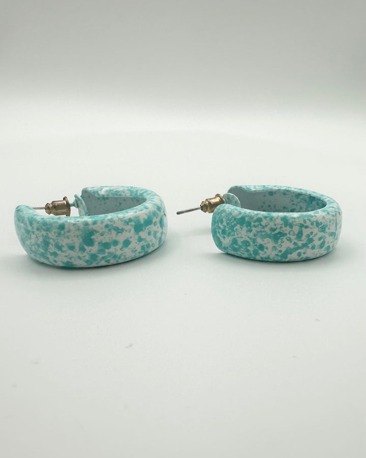 Blue and White Hoop Earrings