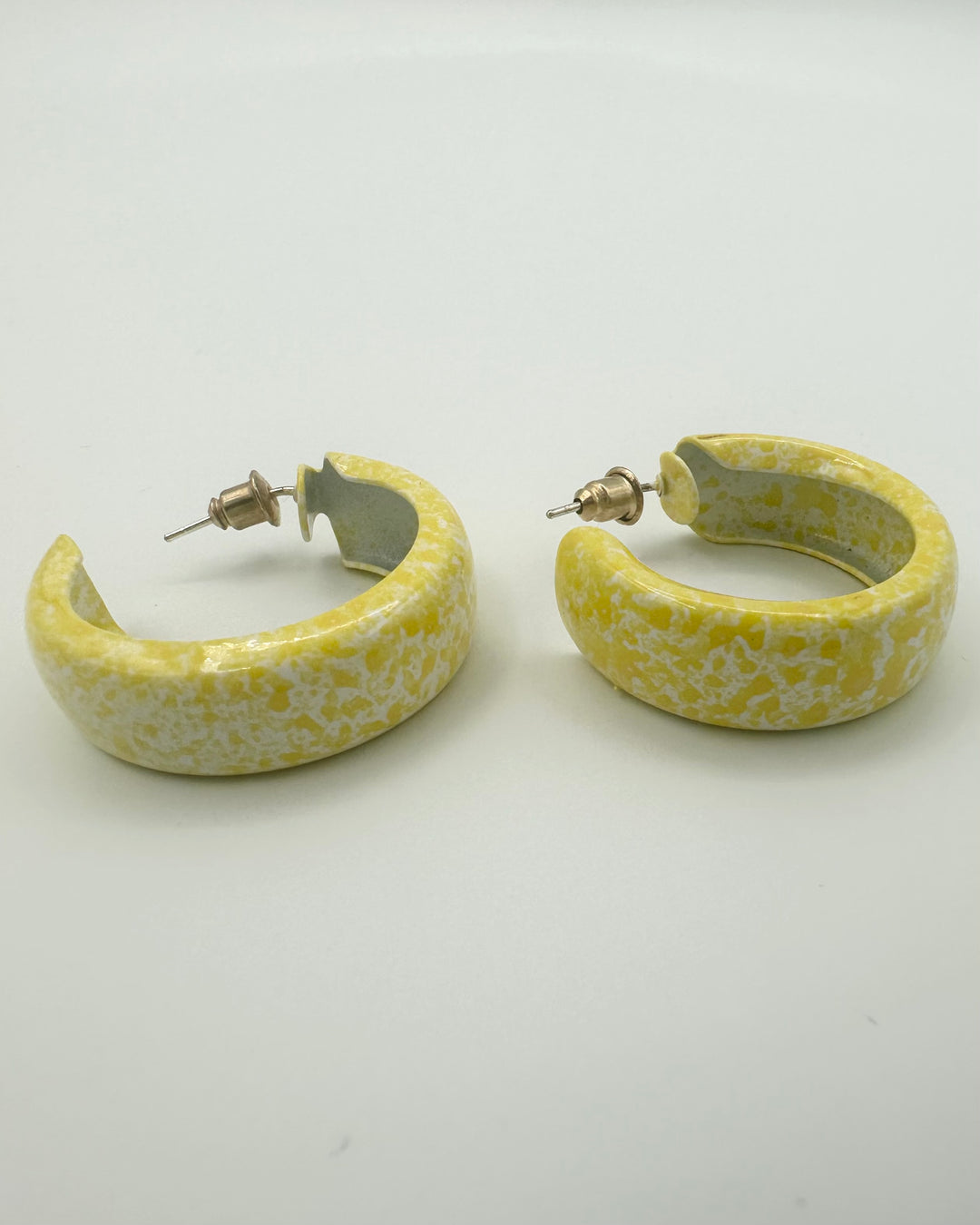Yellow and White Hoop Earrings