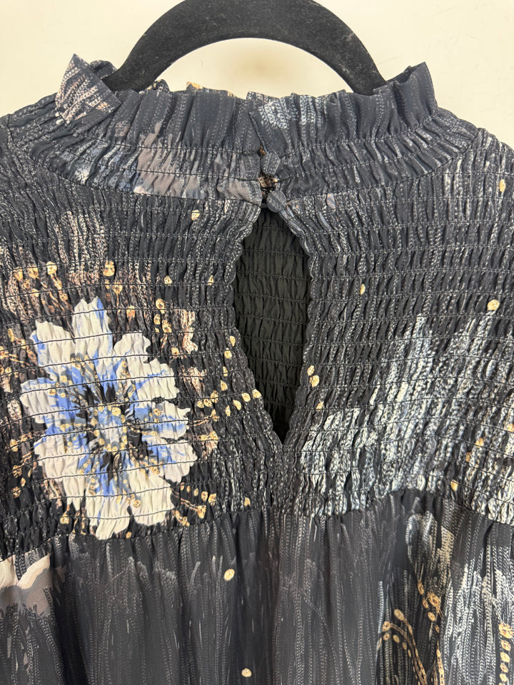 Black Long Sleeve Floral Blouse - Size 6/8