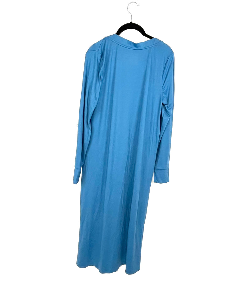 Long Blue Button Down Cardigan - Size 4/6