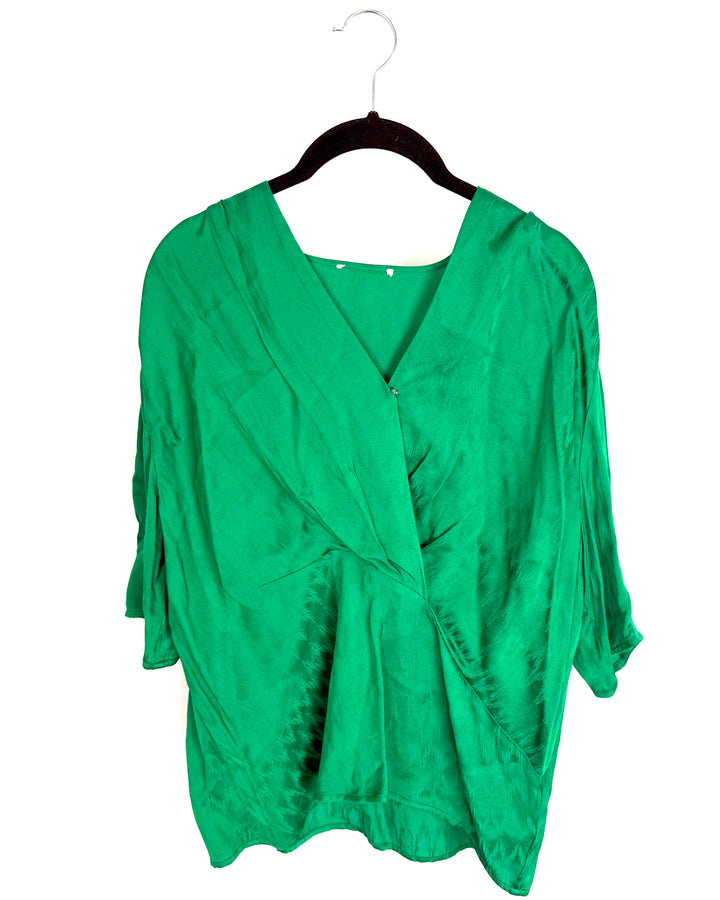 Emerald Green Draped Top - Size 6/8