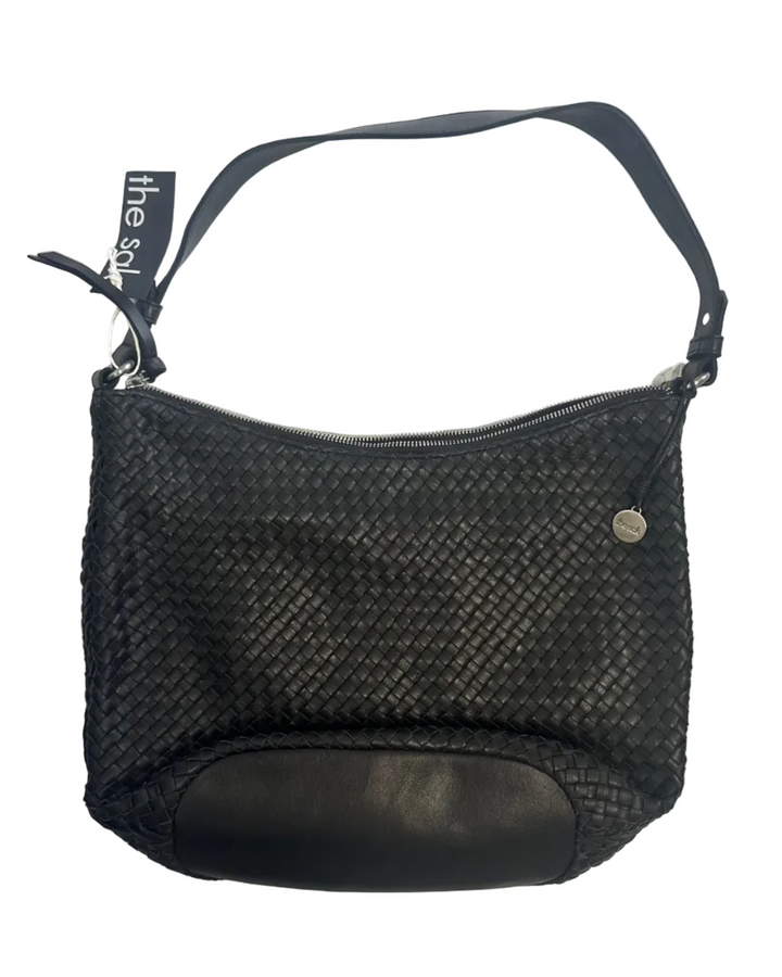 Black Basket Weave Shoulder Bag