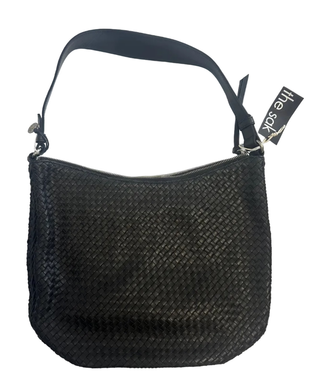 Black Basket Weave Shoulder Bag