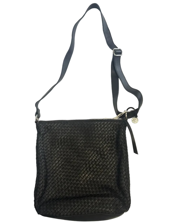 Black Basket Weave Crossbody Bag