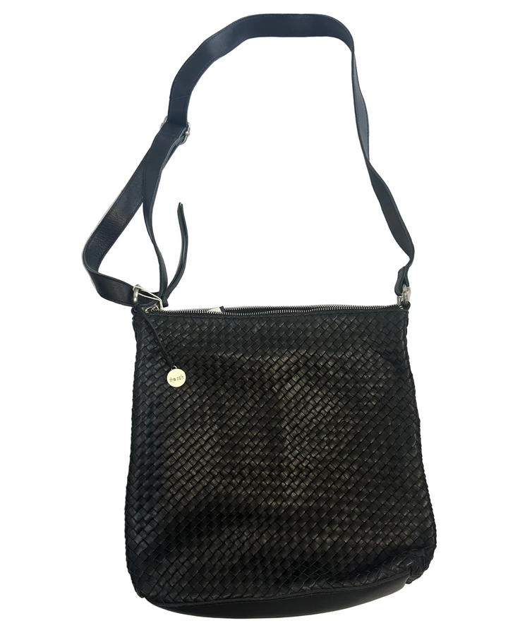 Black Basket Weave Crossbody Bag