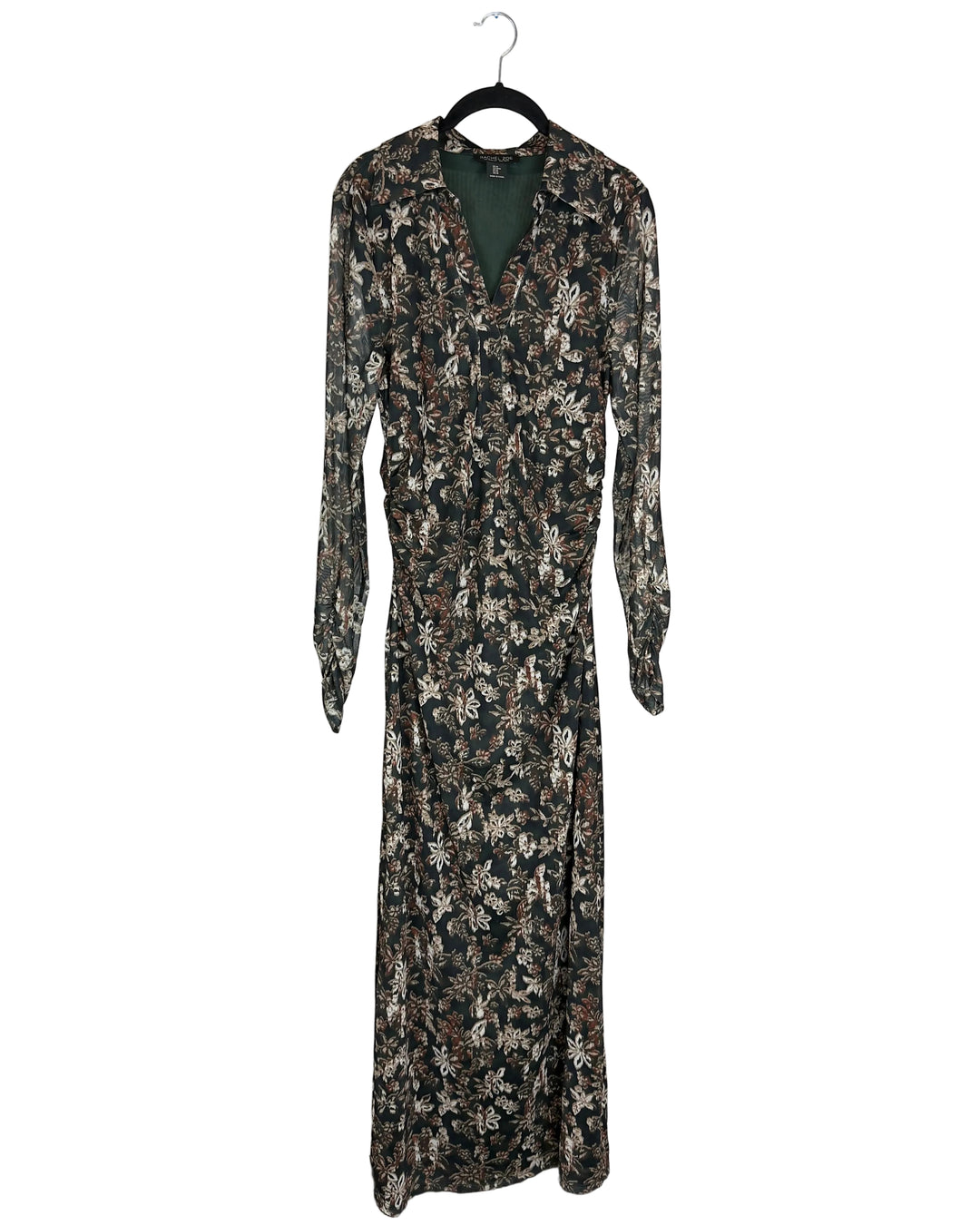 Dark Green Floral Mesh Dress -  Size 6/8