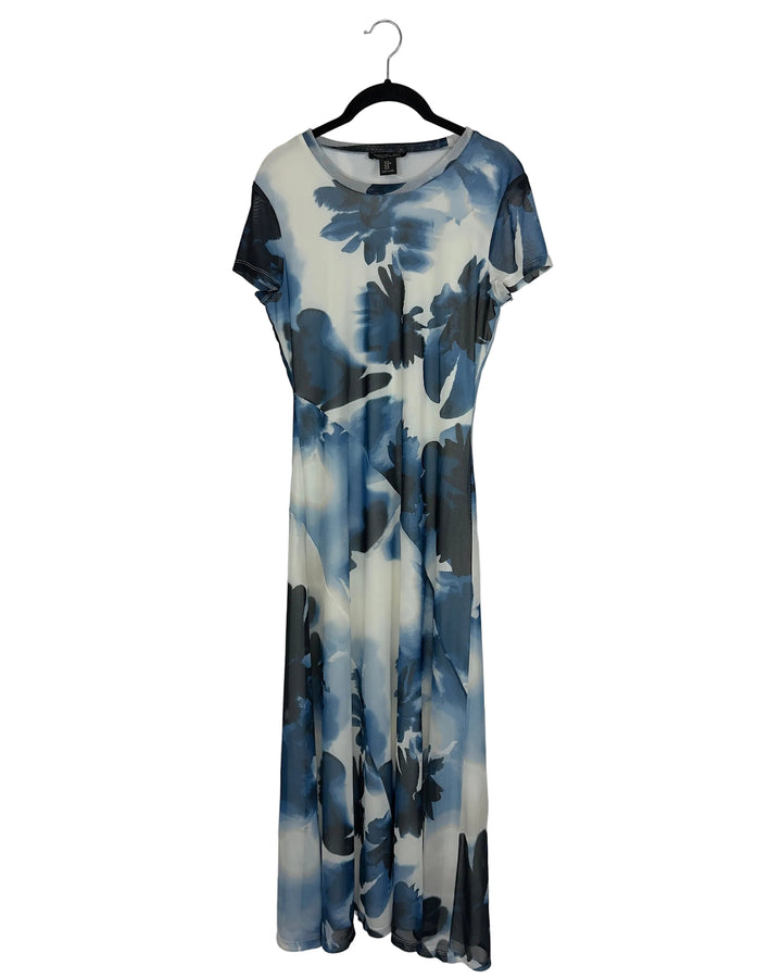 Blue Floral Mesh Dress - Size 2/4 and 6/8