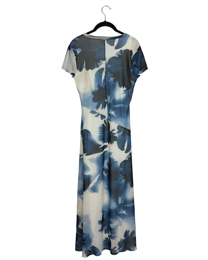 Blue Floral Mesh Dress - Size 2/4 and 6/8