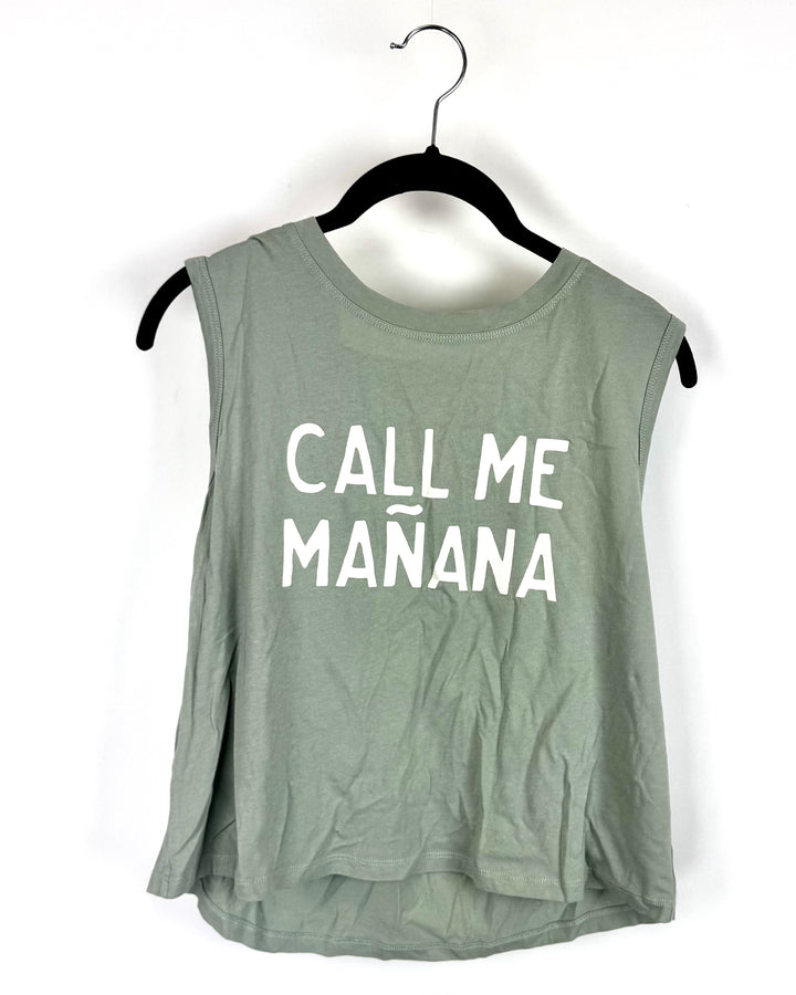 Sage Green Call Me Mañana Tank Top - Size 2/4