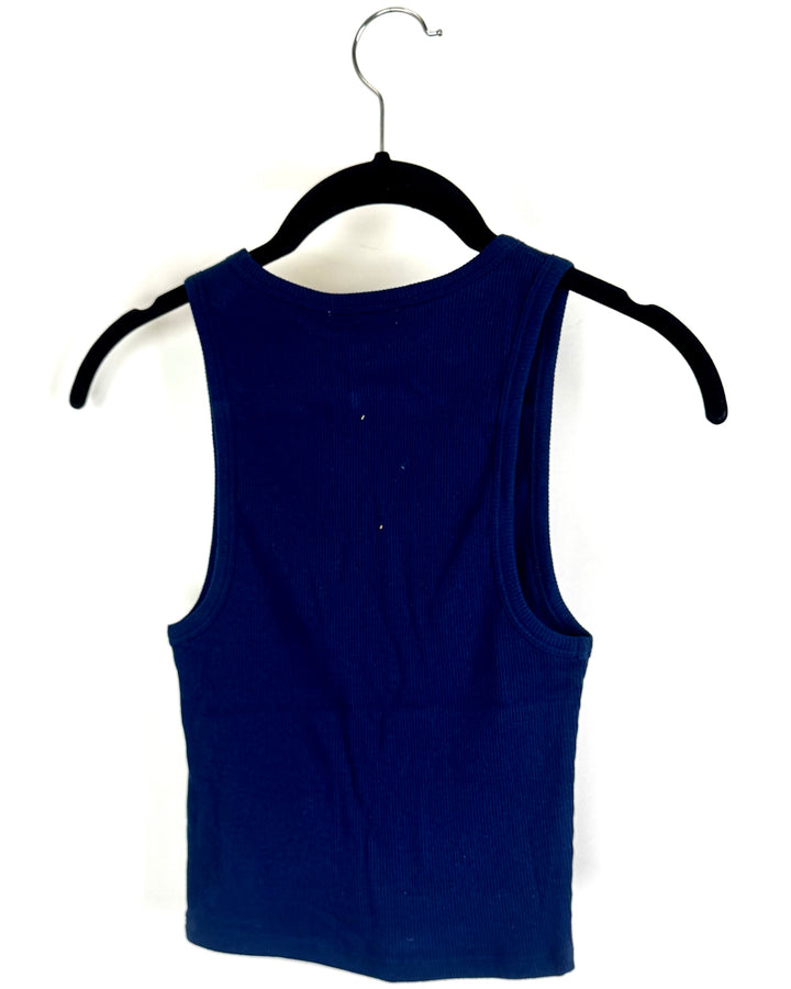 Navy Blue Cropped Rib Tank - Size 0/2