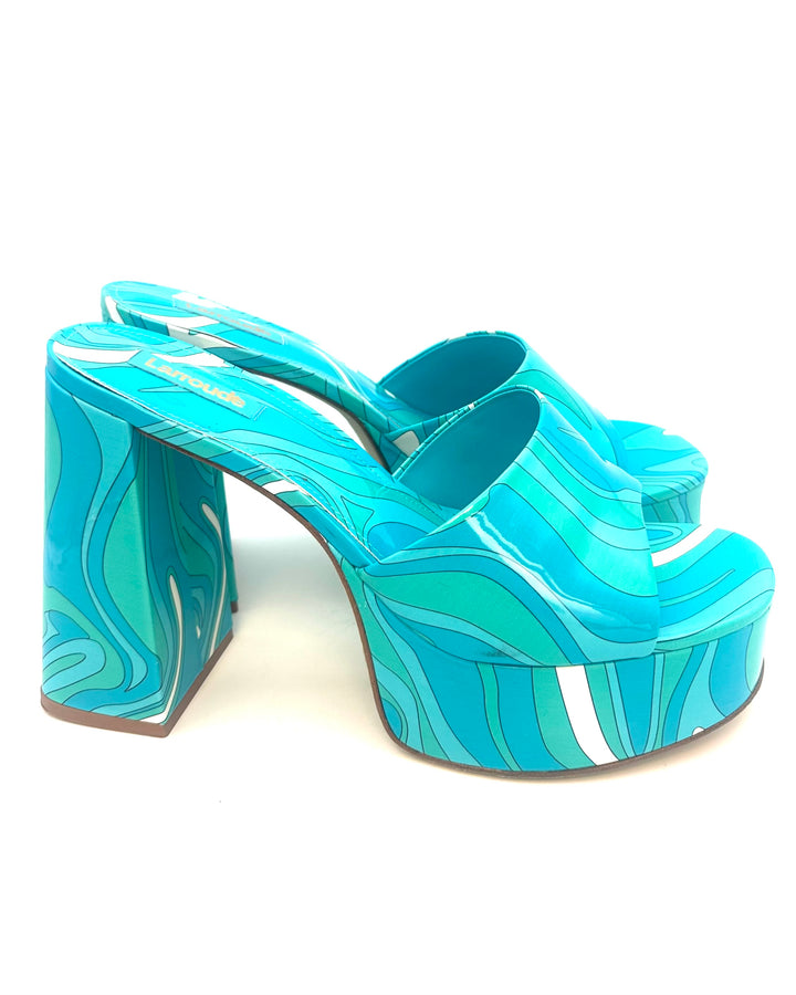 Blue & Green Abstract High Heels - Size 6.5 & 10