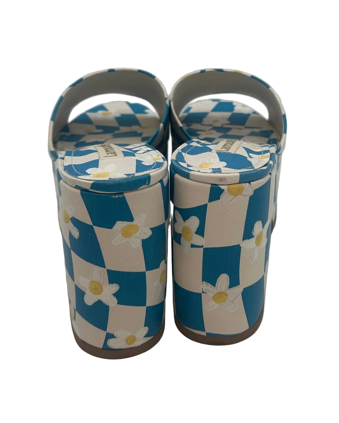 Blue and White Checkerboard Daisy Platform Mule- Size 6.5, 7, and 9.5