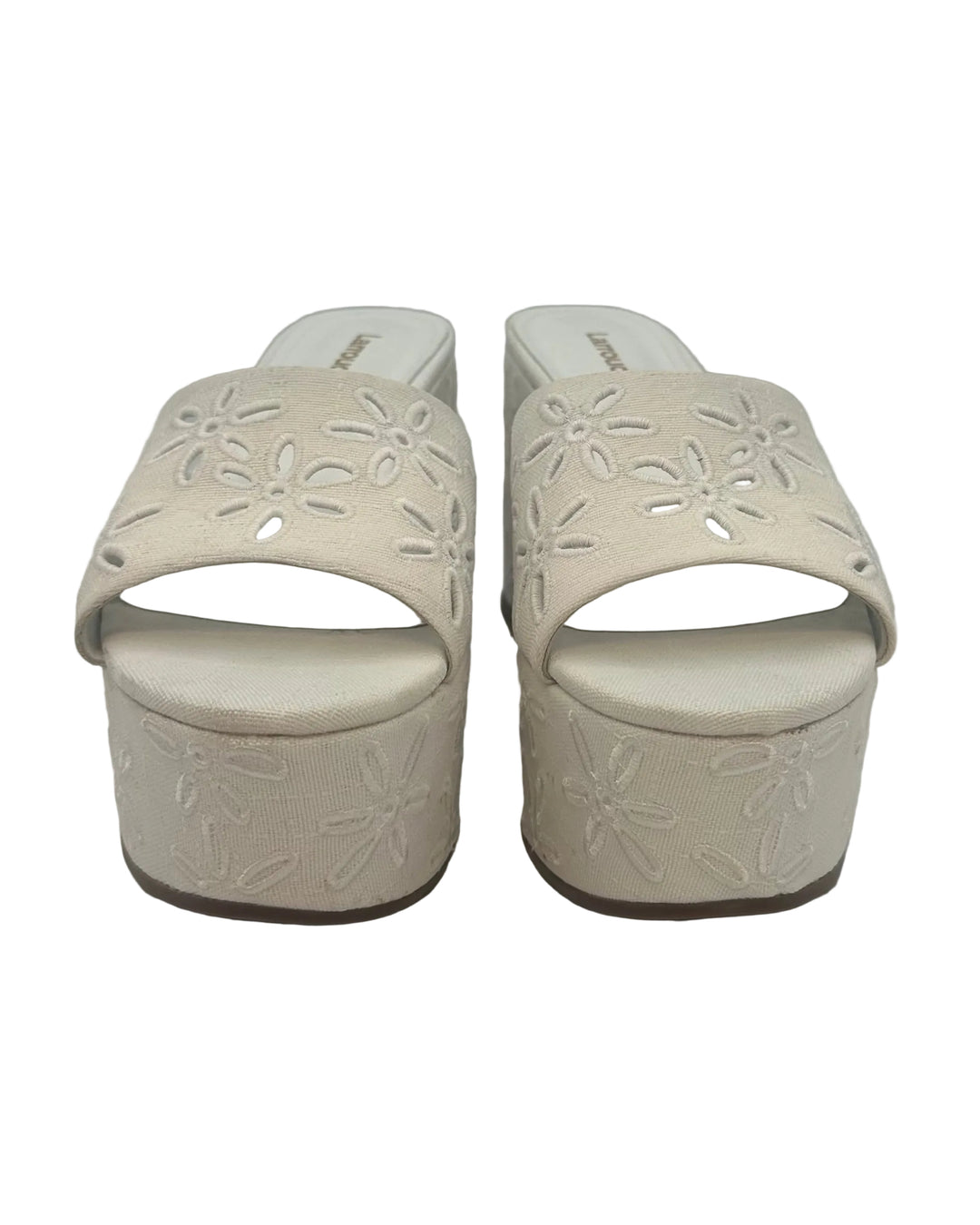 White Eyelet Lace Platform Mule- Size 5, 9.5, and 10