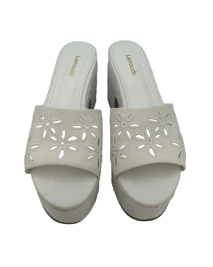White Eyelet Lace Platform Mule- Size 5, 9.5, and 10