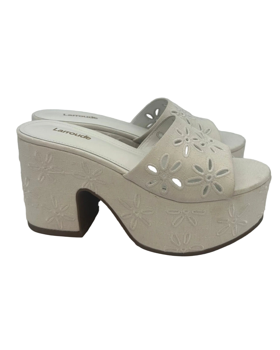 White Eyelet Lace Platform Mule- Size 5, 9.5, and 10
