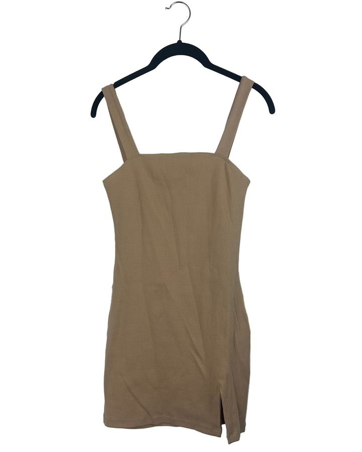 BB Dakota Beige Ribbed Mini Dress - Size Medium