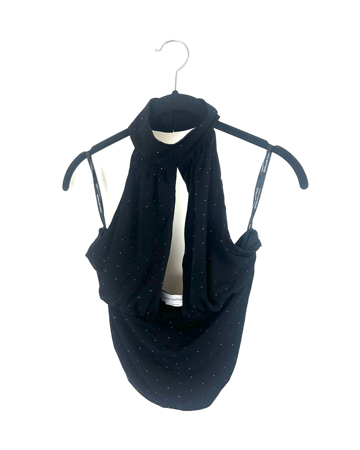 Lovers And Friends Black High-Neck Rhinestone Top - Small