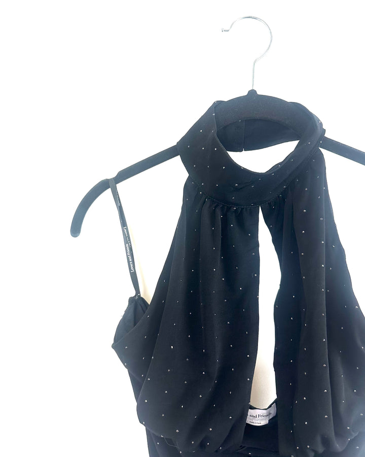 Lovers And Friends Black High-Neck Rhinestone Top - Small