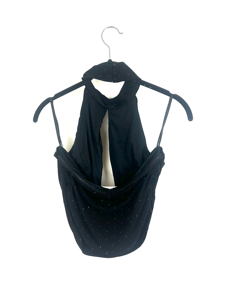 Lovers And Friends Black High-Neck Rhinestone Top - Small